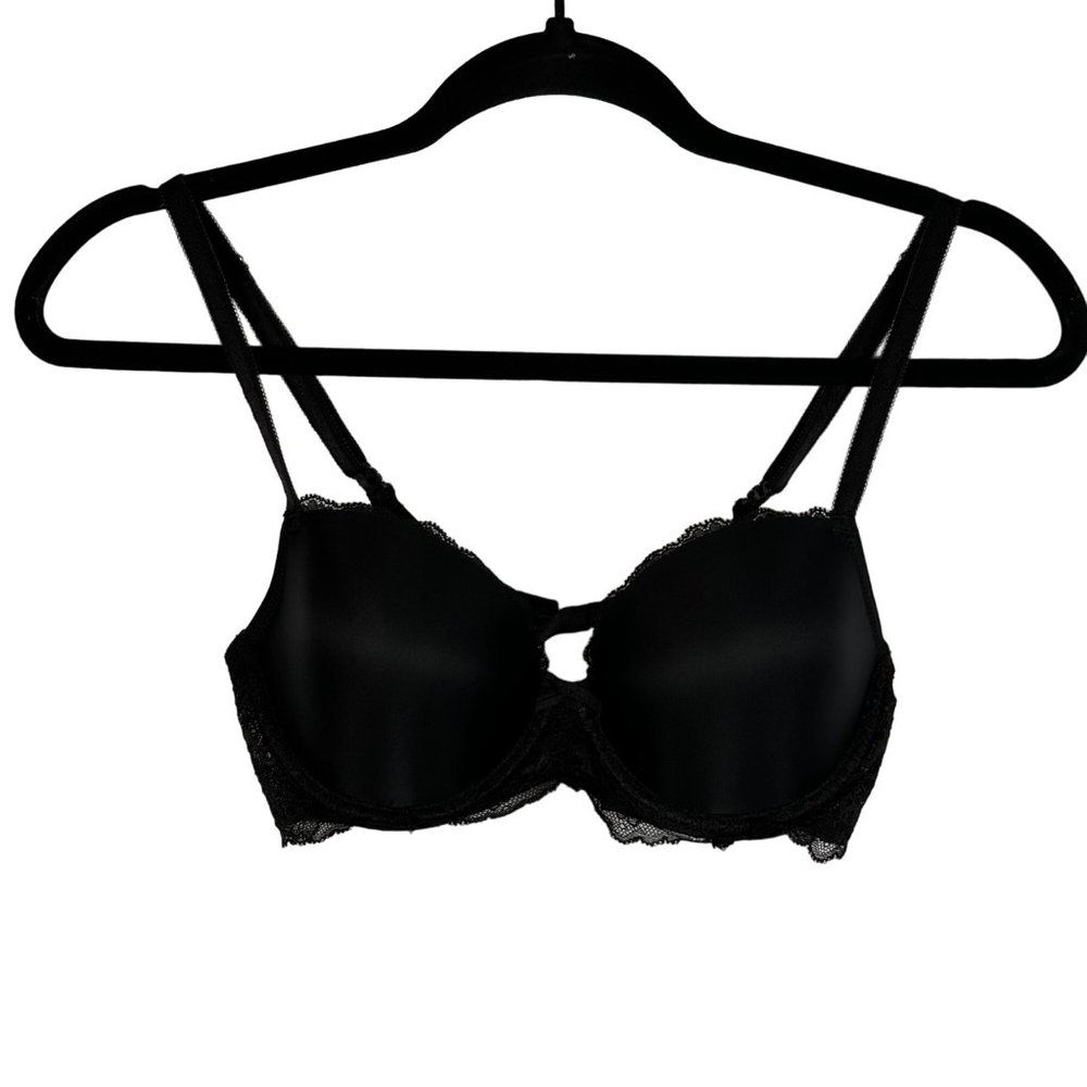 Victoria's Secret 34C Dream Angels Lightly Lined Lace Demi Bra Black Underwire
